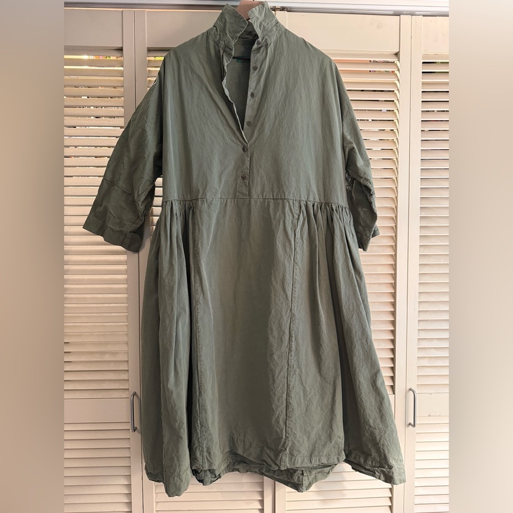 Casey Casey Olive Green Button-Up Dress
